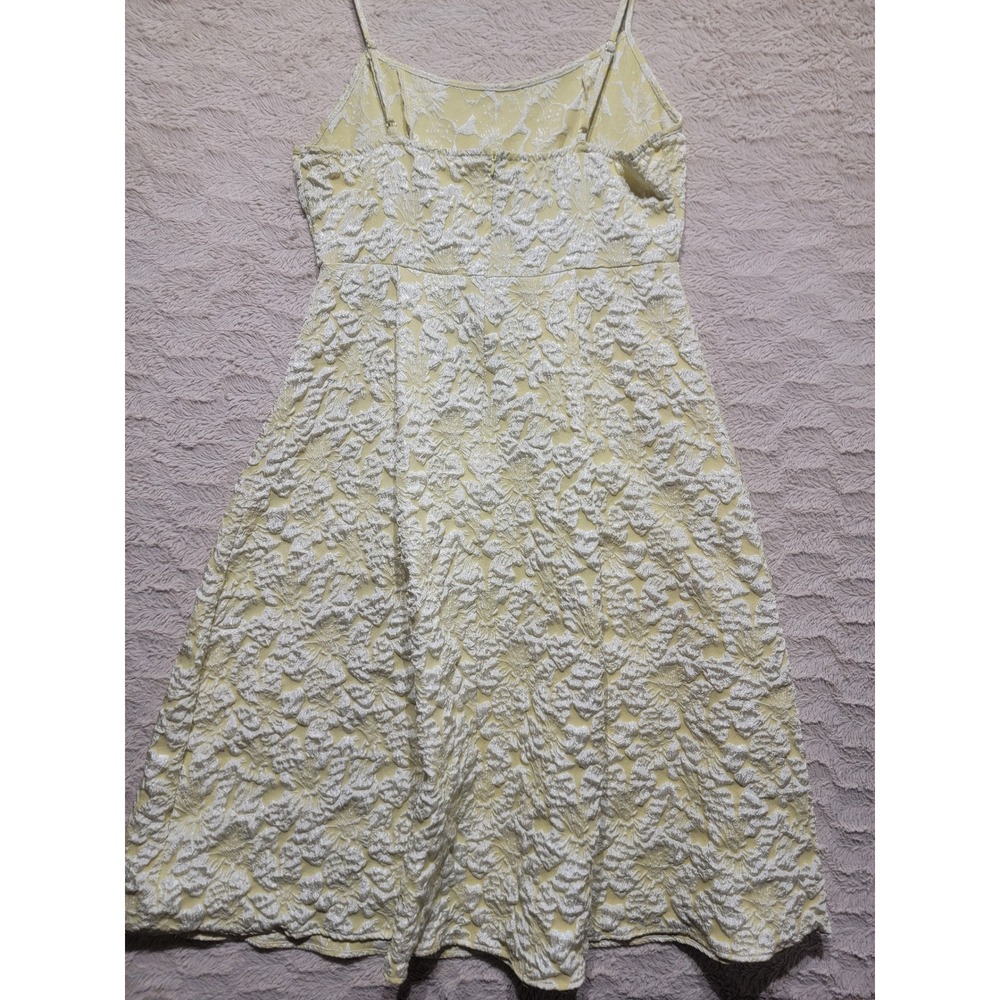 Yellow Floral Jacquard Midi Dress Sleeveless A-Line Spaghetti Strap 1XL - Picture 4 of 4